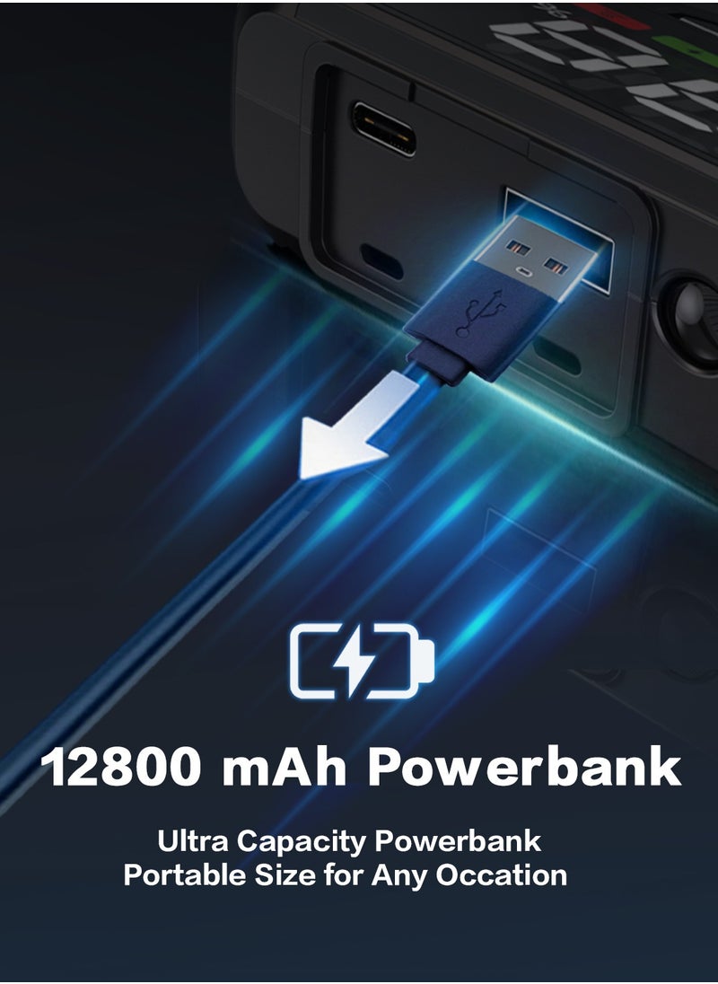 PAAmped - Ultra Start Car Jump Starter for All Passenger Car 12800 mAh Power bank Portable Battery Jumper Pack 12V Emergency Light - Image 1