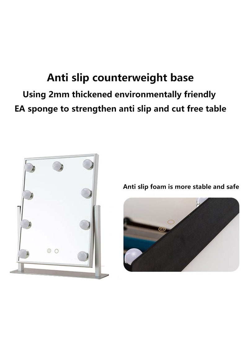 Arabest Vanity Mirror with Lights Lighted Makeup Mirror with 9 LED Bulbs Plug in Light Up Makeup Mirror with Lights 360 Rotation with 10x Magnifying Mirror Tabletop  - Image 3