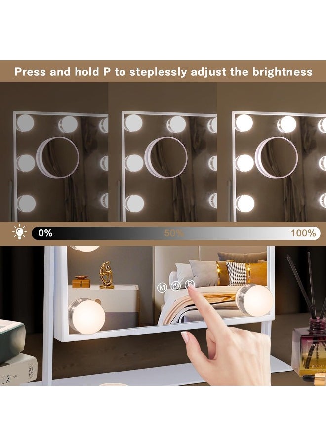Arabest Vanity Mirror with Lights Lighted Makeup Mirror with 9 LED Bulbs Plug in Light Up Makeup Mirror with Lights 360 Rotation with 10x Magnifying Mirror Tabletop  - Image 2