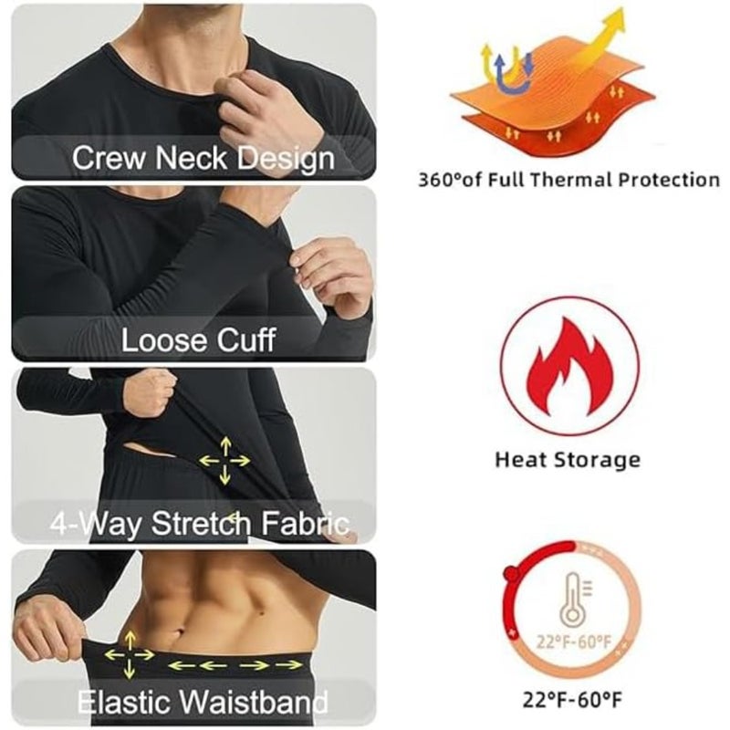 ALANX Thermal Underwear For Men, Thermal Long Johns Top Bottom Set, Thermal Wear Clothes pants Thermal Base Layer Long Sleeve pajama, Skiing, Hiking, Outdoor Sports - Image 3