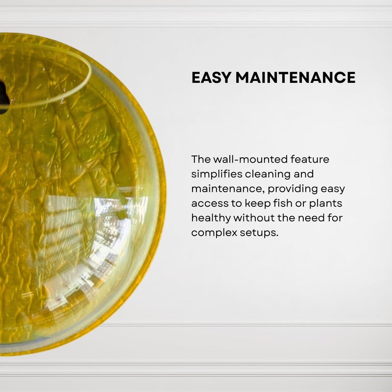 7pets Wall Mount 6-inch Yellow Round Shape Fish Bowl – Without Stand | Modern Aquarium for Home, Office & Café Décor | Compact and Space Saving Design | Elegant Fish Tank & Plant Terrarium - Image 5