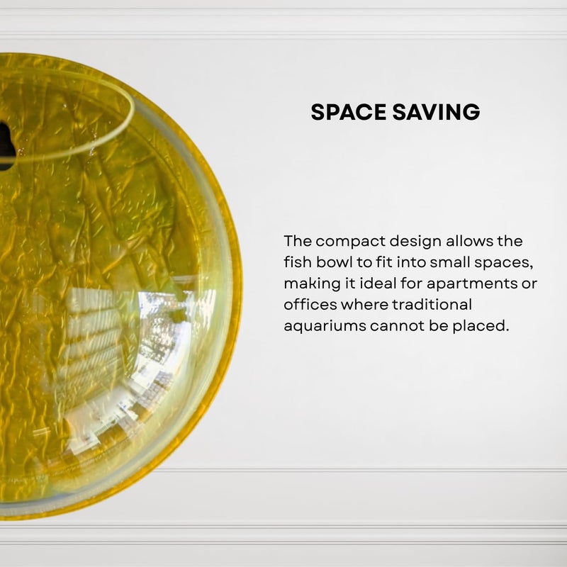 7pets Wall Mount 6-inch Yellow Round Shape Fish Bowl – Without Stand | Modern Aquarium for Home, Office & Café Décor | Compact and Space Saving Design | Elegant Fish Tank & Plant Terrarium - Image 3