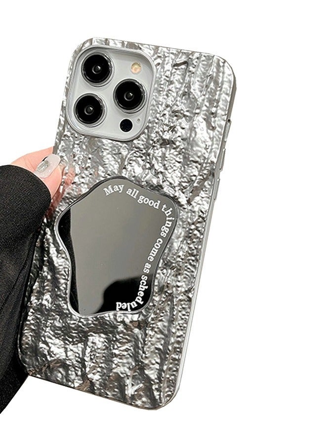 ShebSheb Rock Texture Phone Case for iPhone 16 Pro with Makeup Mirror - Image 1