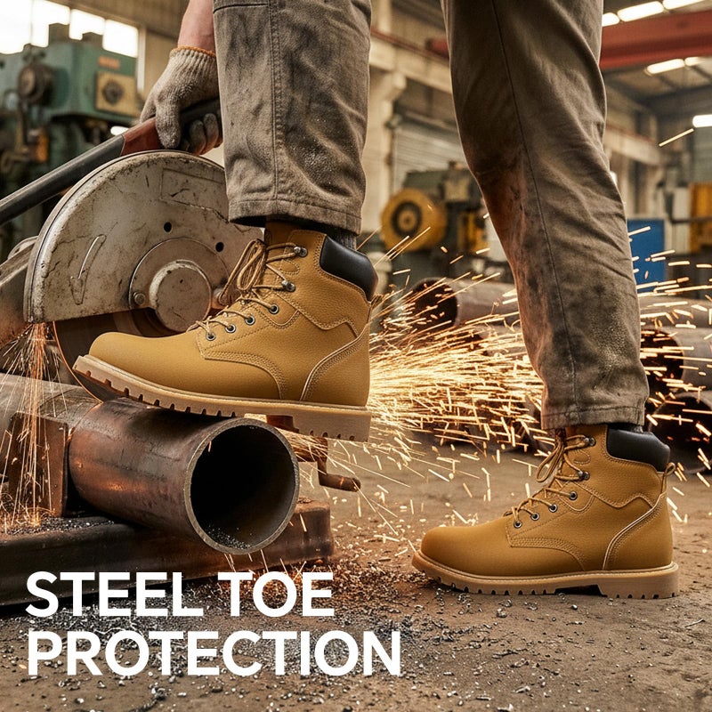ANGRYRAM Steel Toe Boots for Men 27 Inch Leather Work Boots for Men Sturdy Slip Resistant Waterproof Steel Toe Construction Safety Shoes Lightweight Comfortable - Image 4