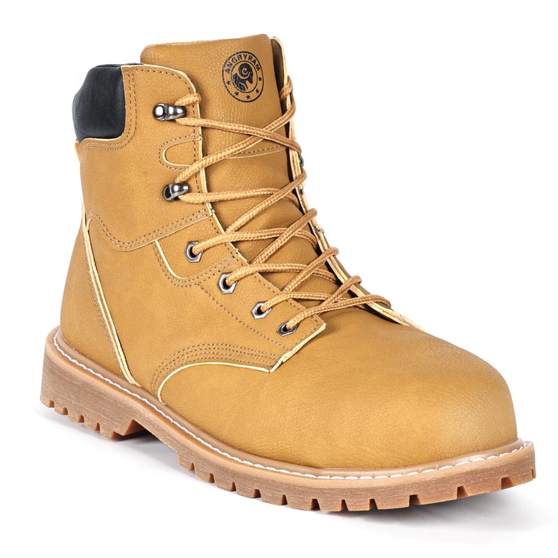 ANGRYRAM Steel Toe Boots for Men 27 Inch Leather Work Boots for Men Sturdy Slip Resistant Waterproof Steel Toe Construction Safety Shoes Lightweight Comfortable - Image 1