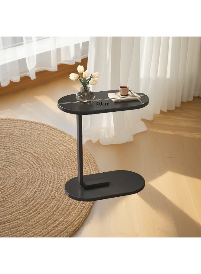 Generic C Shaped Side Table with Metal Frame Coffee Bed Couch End Table Laptop Holder Table for Living Room Bedroom Bedside( Black)  - Image 1