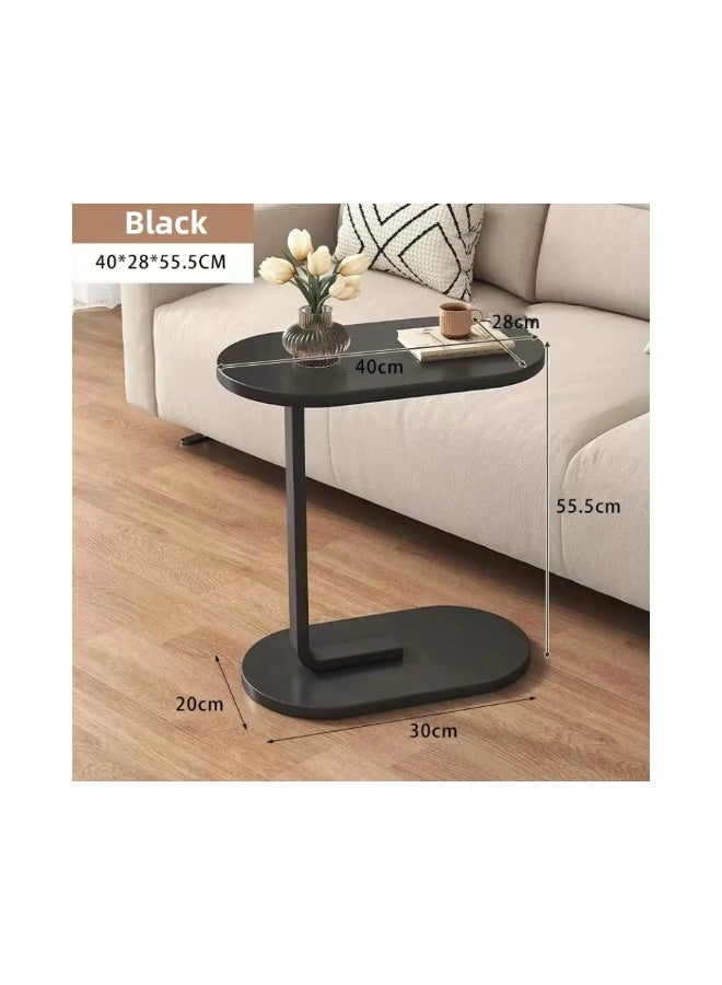 Generic C Shaped Side Table with Metal Frame Coffee Bed Couch End Table Laptop Holder Table for Living Room Bedroom Bedside( Black)  - Image 2