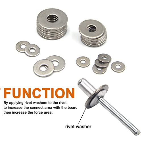 ISPINNER 325pcs Backup Rivet Washers Assortment Kit, Stainless Steel Washers for Blind Pop Rivets Diameter 3/32" 1/8" 5/32" 3/16" 1/4"(Silver) - Image 4