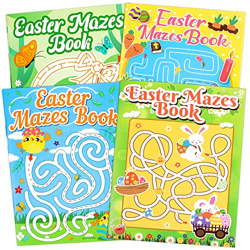 Winrain 4PCS Easter Basket Stuffers Maze Books for Kids Children Crafts Games Activities Ages 35 48 68 812160 Mazes of 4 Difficulty Levels - Image 1