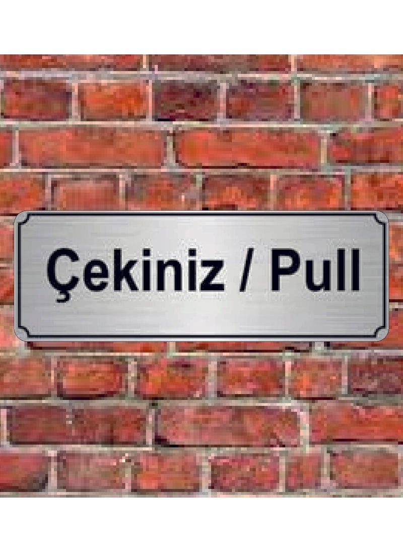 Hediyelikevi Silver Color 10 x 20 cm Pull Metal Direction Sign with Pull Writing  - Image 1