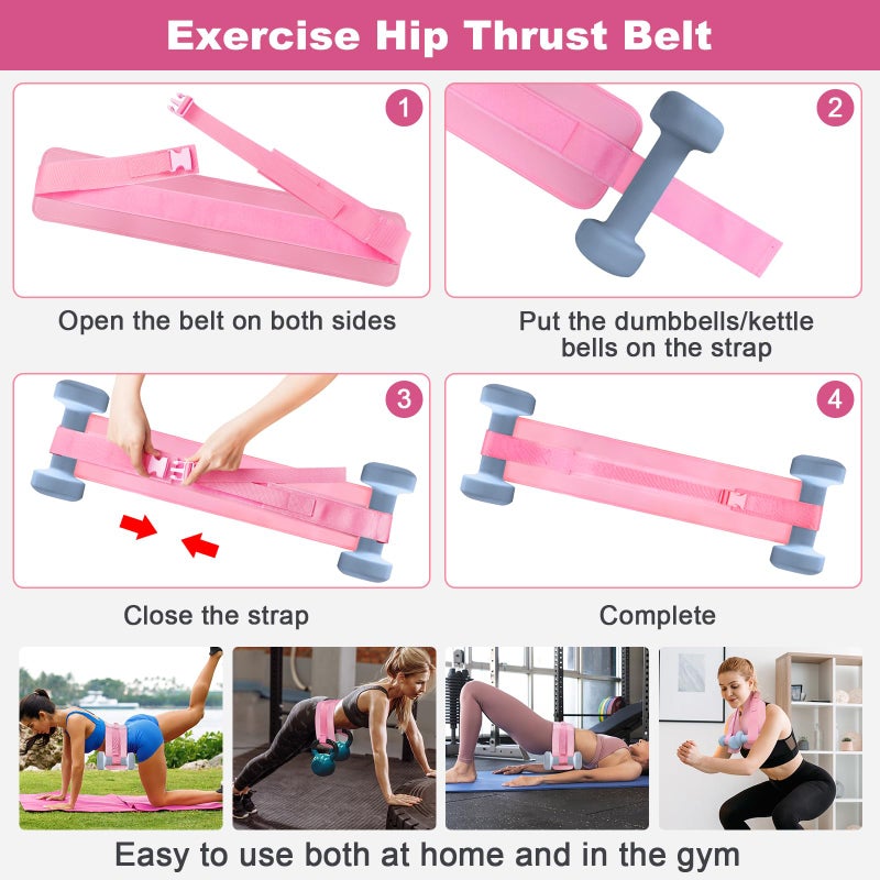 Dilobio Pilates Kit for Home Workouts, Pilates Equipment Ring and Ball Set with Hip Thrust Belt, Pilates Essentials Kit for Women, Home Pilates Workout Starter Kit for Toning & Strength (Pink) - Image 5