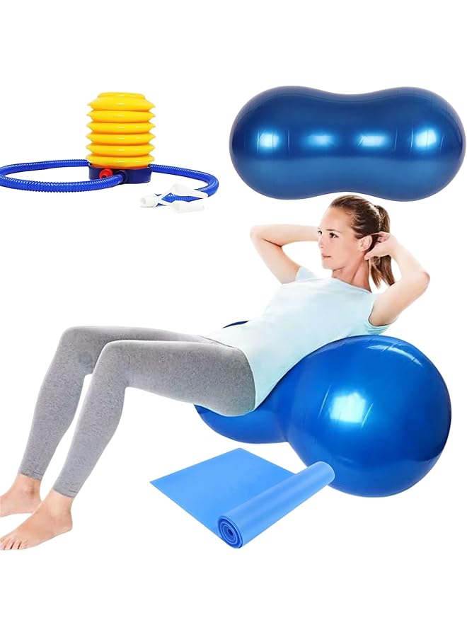 PROMASS Fitness Yoga Ball - Stability Ball With Peanut Shape For Balance And Core Strength Training - Anti Burst Exercise Ball For Home & Gym Fitness - Includes Pump And Yoga Stretch Band (45 * 90Cm)  - Image 1