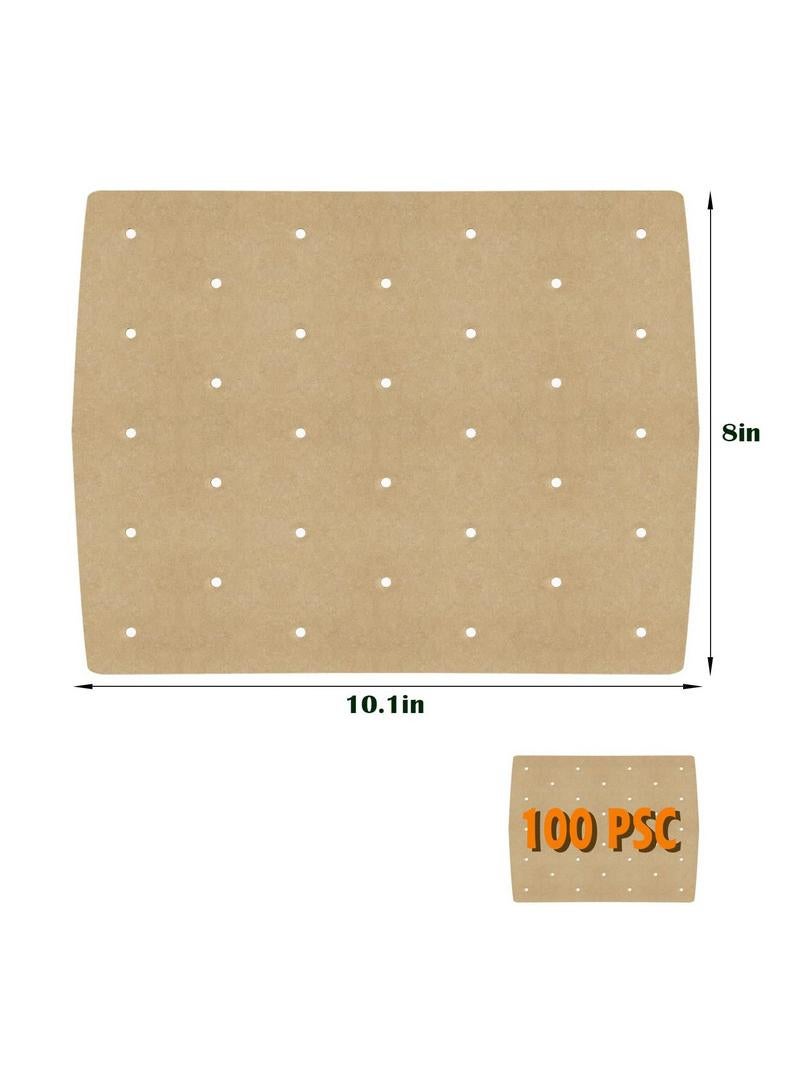 general 100 Pieces Of Disposable Double-Sided Silicone Oil Paper Parchment Paper For Air Fryers 10.1x8 Inches - Image 1