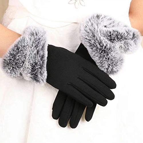 Alexvyan -20℉ Snow and Windproof Thermal Soft Warm Winter Gloves (Fur/Fleece Inside) for Riding,Protective Warm Hand Riding Cycling,Byke,Bike,Motorcycle,Scooty for Women,Girls,Ladeish (Black) - Image 3