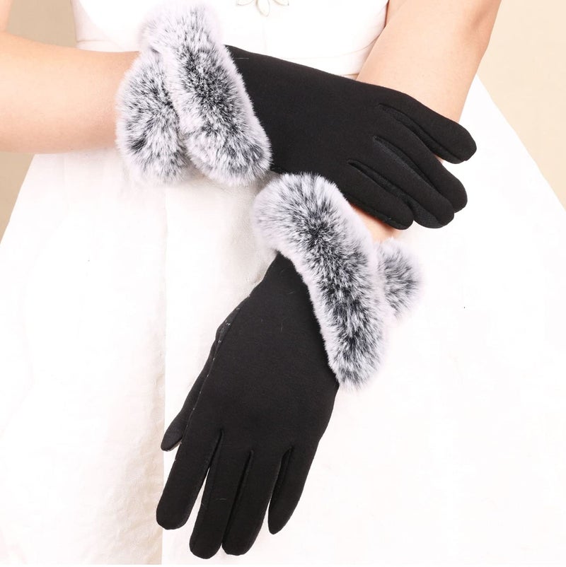Alexvyan -20℉ Snow and Windproof Thermal Soft Warm Winter Gloves (Fur/Fleece Inside) for Riding,Protective Warm Hand Riding Cycling,Byke,Bike,Motorcycle,Scooty for Women,Girls,Ladeish (Black) - Image 4