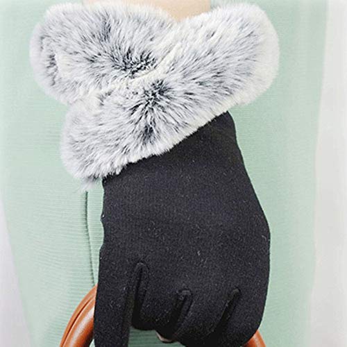 Alexvyan -20℉ Snow and Windproof Thermal Soft Warm Winter Gloves (Fur/Fleece Inside) for Riding,Protective Warm Hand Riding Cycling,Byke,Bike,Motorcycle,Scooty for Women,Girls,Ladeish (Black) - Image 2