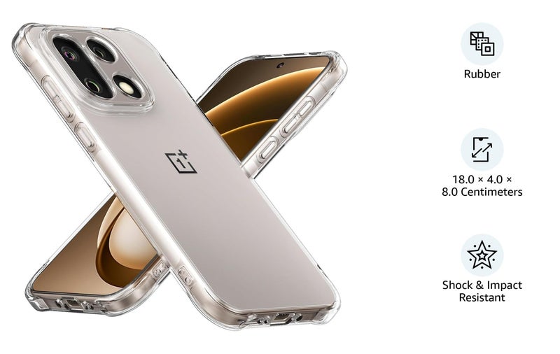 Lustree Crystal Clear Hybrid Case for OnePlus 15 5G | Shockproof Bumper Edge Protection | 360?? Transparent Back Cover - Image 2