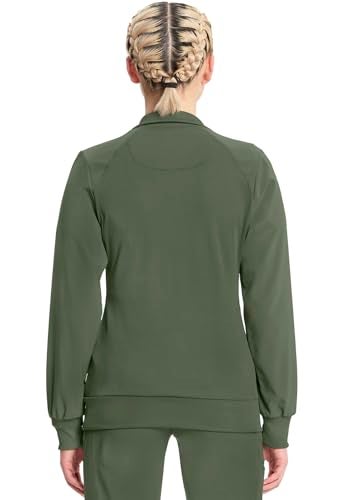 Cherokee Infinity Zip Front Scrub Jackets for Women, 4-Way Stretch Fabric 2391A, M, Olive - Image 2