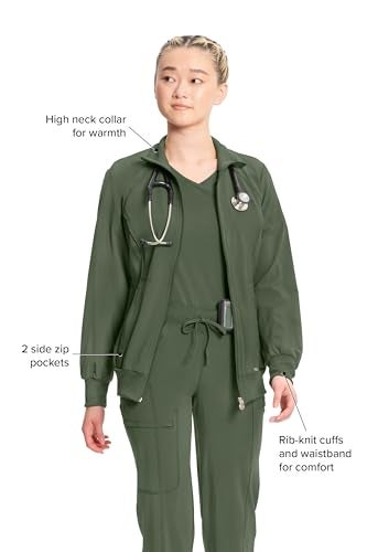 Cherokee Infinity Zip Front Scrub Jackets for Women, 4-Way Stretch Fabric 2391A, M, Olive - Image 4