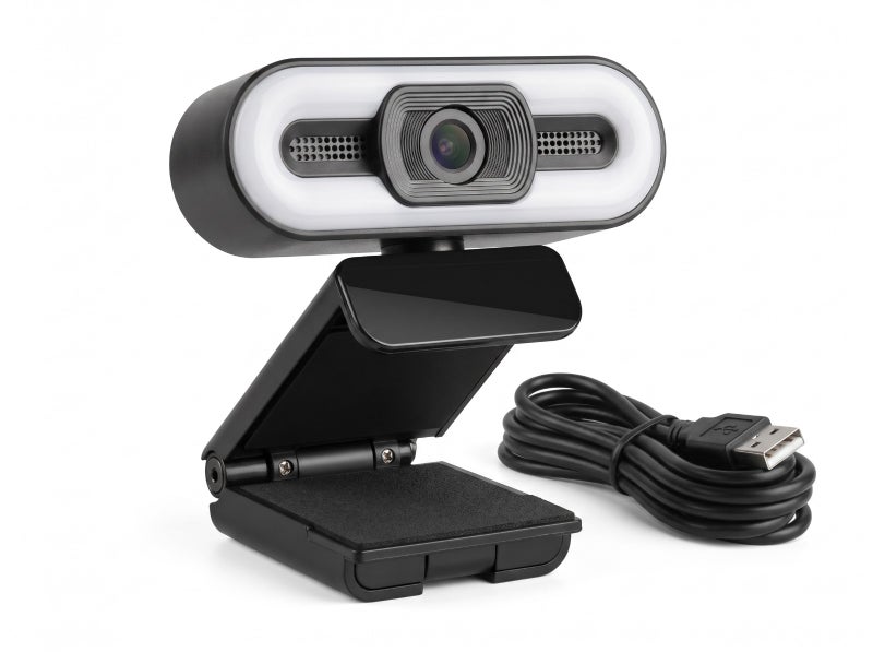 كاميرا ويب بدقة Full HD 1080P بلون أسود، متوافقة مع USB Plug and Play، مزودة بميكروفون مدمج وعرض شاشة واسع، مناسبة للاستخدام في المكالمات والتعليم عن بعد