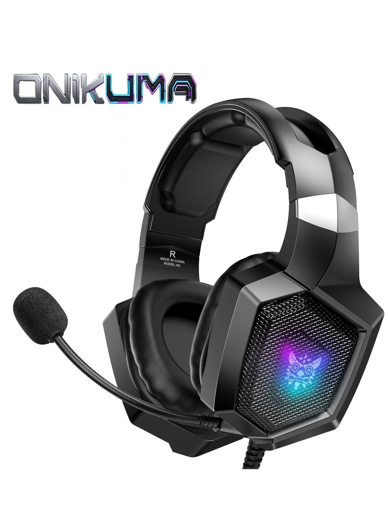 onikuma K8 Wired Gaming Headset Noise Canceling for Mic/PC/PS4/PS5/MOBILE/XBOX - Image 1
