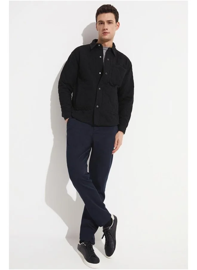 جون June Exclusive Men Regular Fit Textured Trouser Navy