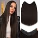 S-noilite Snoilite One Piece Clip in Hair Extensions 18 Inch UShaped One Piece Hair Extensions Weft with 5 Clips Synthetic 34 Full Head Long Straight Dark Brown Thick Hairpieces for Women68 - Image 2
