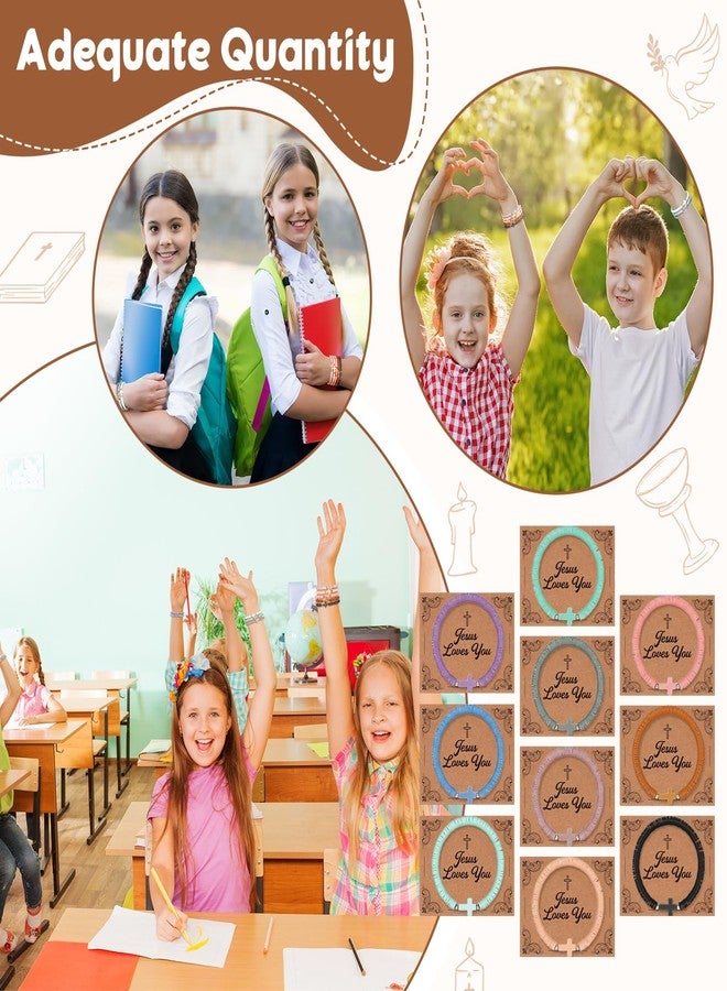 Landical 30 Set Easter Basket Stuffers - Cross Bracelets for Kids Girls Teens Women Religious First Communion Baptism Confirmation Jewelry Christian Catholic Jesus Faith Gifts Trendy Stuff(Morandi) - Image 5