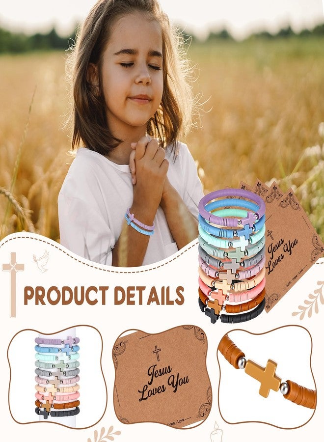 Landical 30 Set Easter Basket Stuffers - Cross Bracelets for Kids Girls Teens Women Religious First Communion Baptism Confirmation Jewelry Christian Catholic Jesus Faith Gifts Trendy Stuff(Morandi) - Image 4