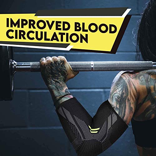 serveuttam Nylon Elbow Support For Gym - Brace For Men Women Workout | Compression Sleeves For Tendonitis Pain Relief, Tennis, Volleyball, Cricket - Pain (Blue, Xl, 1 Pair) - Image 4