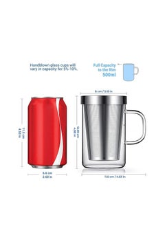 Generic 16.9 Oz Borosilicate Glass Tea Mug Cup Tea Glasses with Stainless Steel Infuser & Lid Loose Leaf Glass Tea Cup 500mL  - Image 3