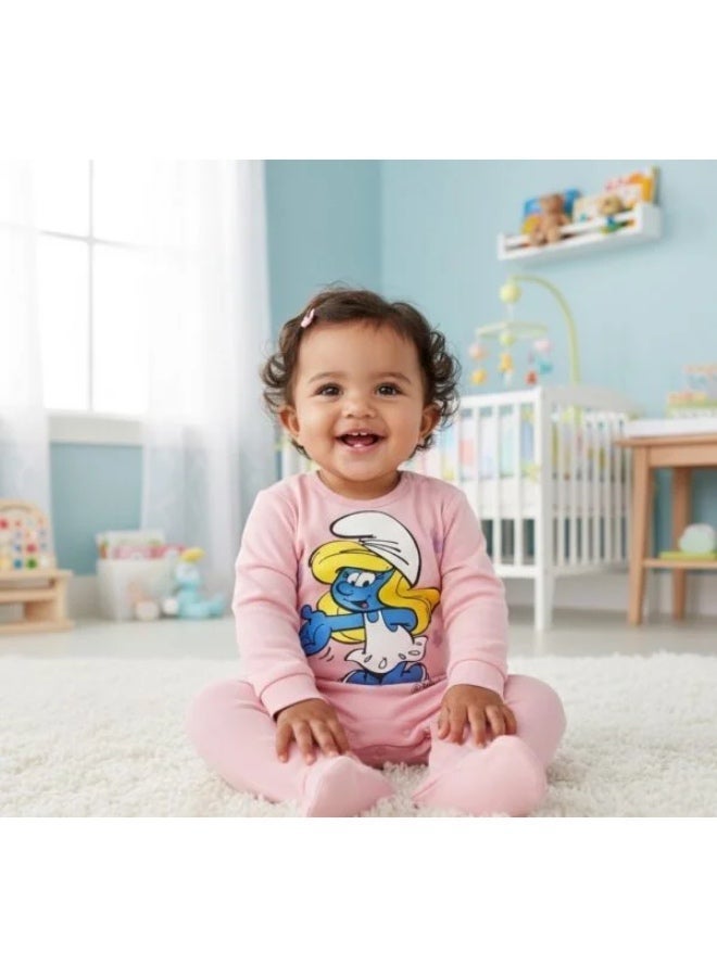 السنافر أفرول قطني بأكمام طويلة بطبعة السنافر للبنات من  كيدز تي في100%قطن - Image 2