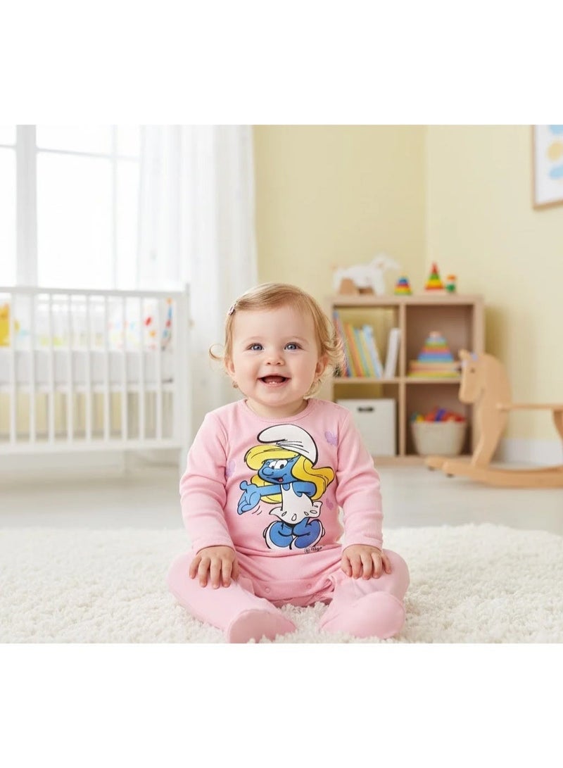 السنافر أفرول قطني بأكمام طويلة بطبعة السنافر للبنات من  كيدز تي في100%قطن - Image 3