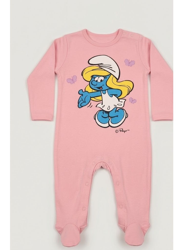 السنافر أفرول قطني بأكمام طويلة بطبعة السنافر للبنات من  كيدز تي في100%قطن - Image 1