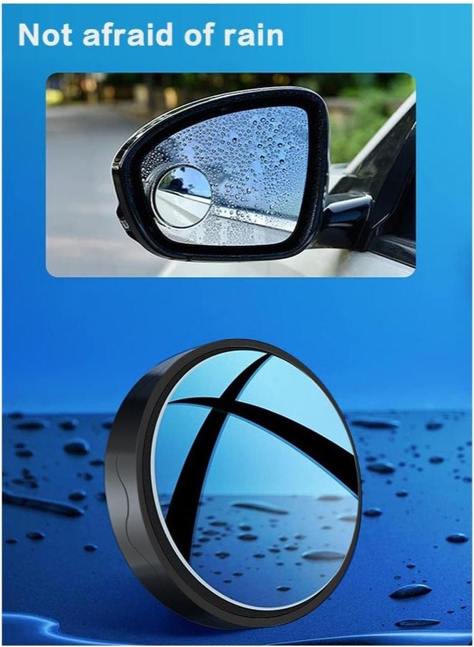 2 Pieces Vacuum Blind Spot Mirror, No Glue, No Harm To The Car Mirror, 2 Inch Round Hd Glass Convex Wide Angle Side Mirrors, Convex Mirrors for Any Car, Van, Suv and Truck (Black, 2 Pcs) - Image 4