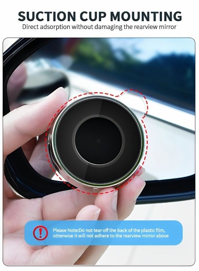 2 Pieces Vacuum Blind Spot Mirror, No Glue, No Harm To The Car Mirror, 2 Inch Round Hd Glass Convex Wide Angle Side Mirrors, Convex Mirrors for Any Car, Van, Suv and Truck (Black, 2 Pcs) - Image 5