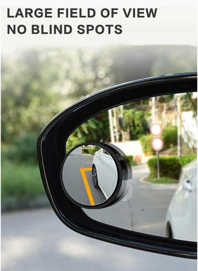 2 Pieces Vacuum Blind Spot Mirror, No Glue, No Harm To The Car Mirror, 2 Inch Round Hd Glass Convex Wide Angle Side Mirrors, Convex Mirrors for Any Car, Van, Suv and Truck (Black, 2 Pcs) - Image 2