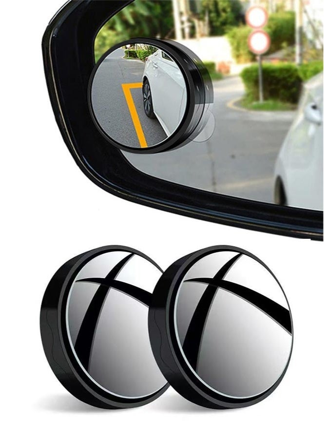 2 Pieces Vacuum Blind Spot Mirror, No Glue, No Harm To The Car Mirror, 2 Inch Round Hd Glass Convex Wide Angle Side Mirrors, Convex Mirrors for Any Car, Van, Suv and Truck (Black, 2 Pcs) - Image 1