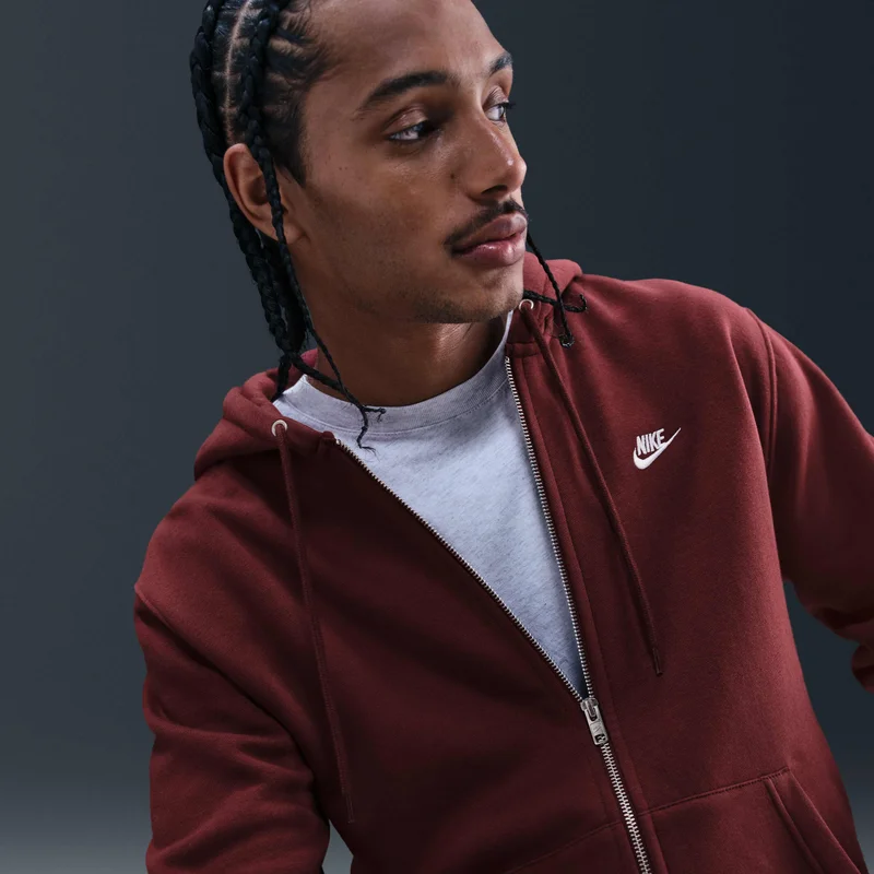 Nike Pink Men's Club Fleece Full-Zip Hoodie for Men | Best Price UAE