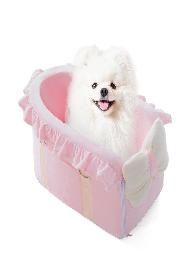 Jaoul Dog Car Seat for Small Dogs - Fully Detachable with Adjustable Straps Center Console Dog Booster Seat - Comfortable Bow Design Pet Car Seats - Portable Pet Booster Seat for Puppy, Cat (Pink) - Image 1