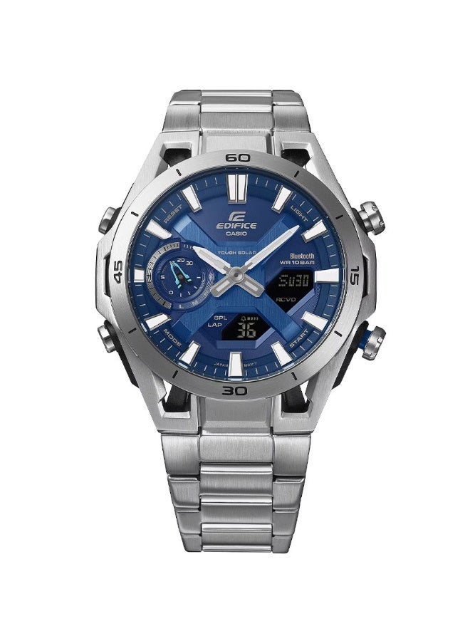 CASIO Edifice Sospensione Smartphone Link Solar Chronograph Men’s Watch ECB-2300D-2A, 50.2 mm Blue Dial, Stainless Steel Case & Bracelet, Bluetooth, 100 m WR - Image 1