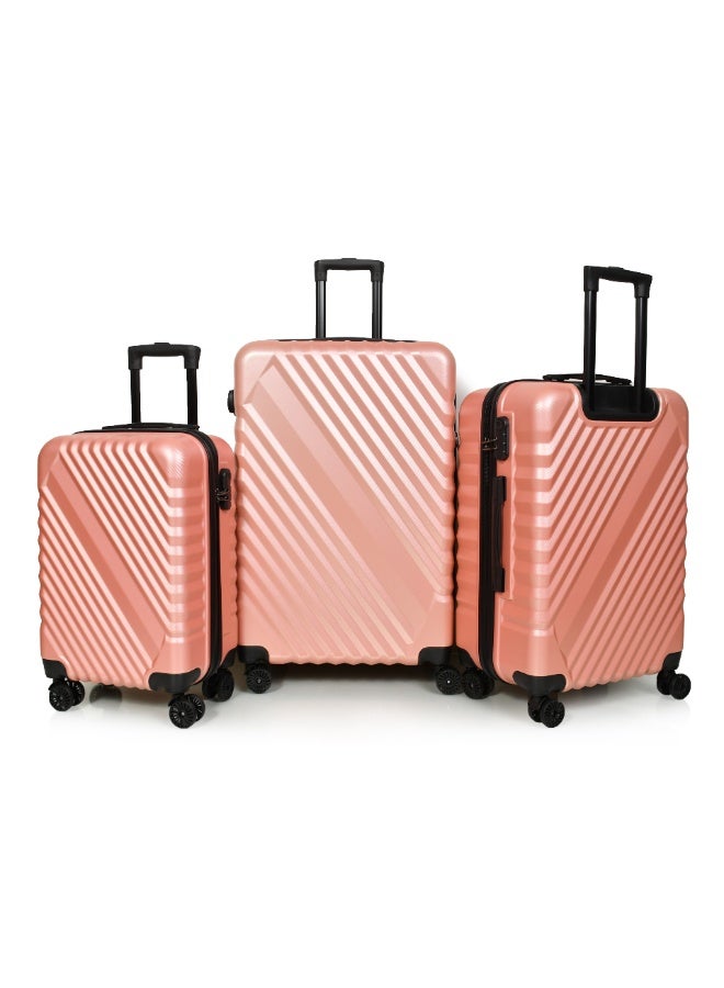 مورانو طقم شنط سفر لون روز قولد مكون من 3 حقائب أمتعة 4 عجلات - Image 1