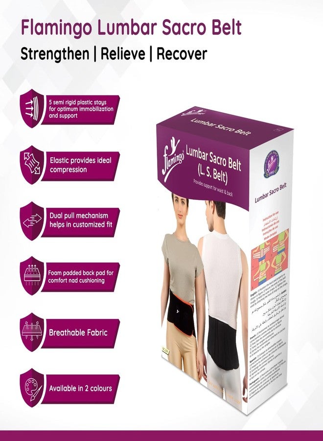 Flamingo Lumbar Sacro Belt | Orthopedic Back Support Brace for Lower Back Pain Relief, Posture Correction & Sciatica | Dual Adjustable Compression Belt for Men & Women | Size - XL | Biege | - Image 3