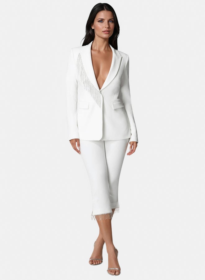 bebe Rhinestone Fringe Tailored Blazer - Image 1