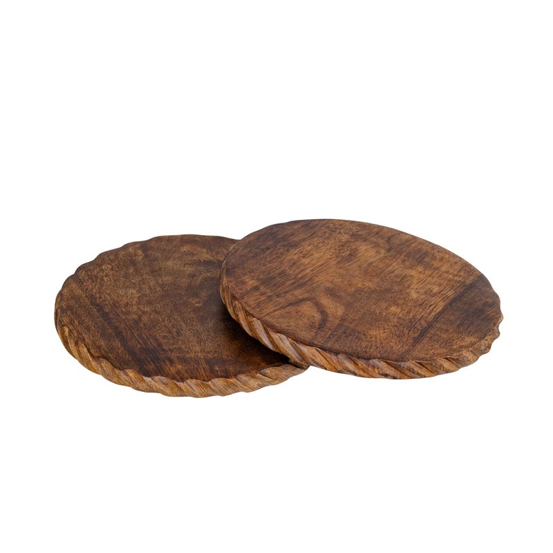 Wooden Trivets for Hot Dishes Pots Teapot and Pans Set of 2  8 Round Wood Dining Decorative Trivets Kitchen Countertop Decor for Table for Mom Large Coasters Designer Edge