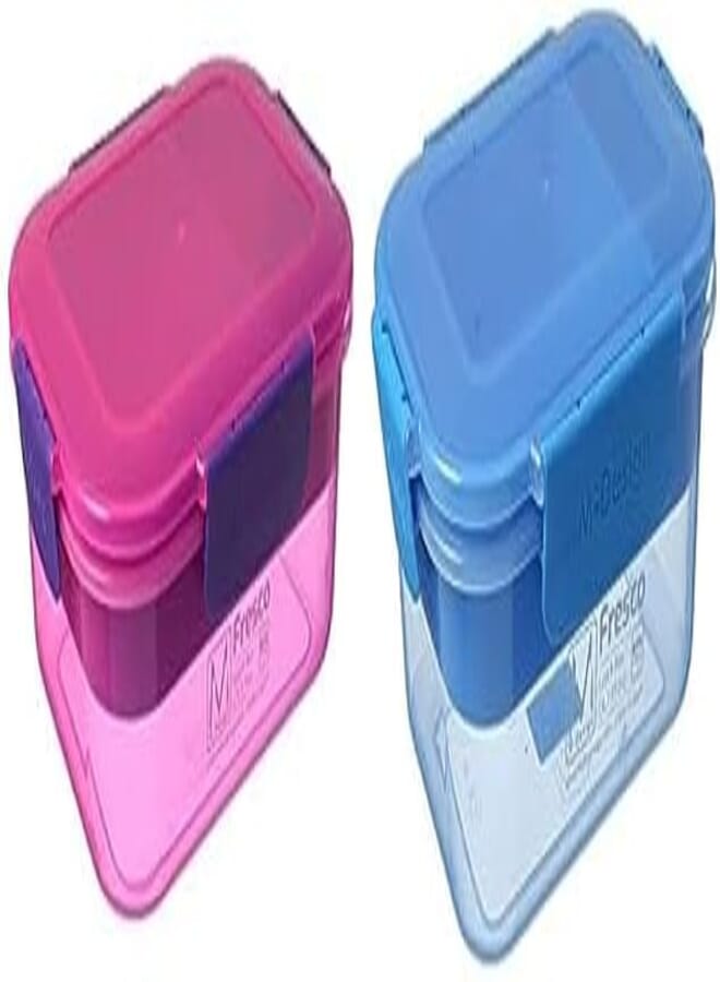 M design lunch box, 2.1 liter - pink and purple + M design lunch box, 1.1 liter - blue