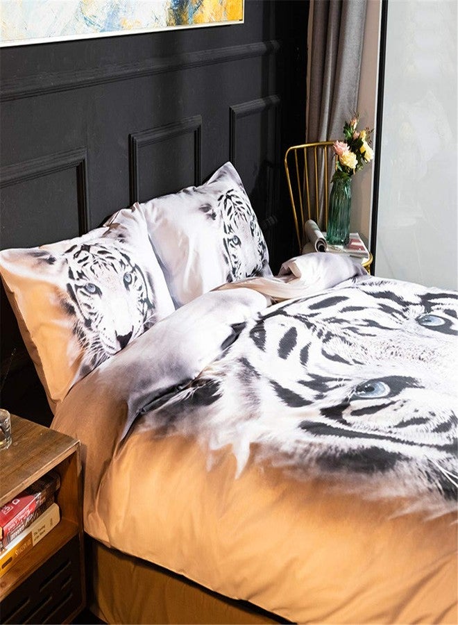 Homebed White Tiger Bedding Set Full Size 3D Animal Print for Kids Boys Teens Duvet Cover Set 3 Pieces - Image 3