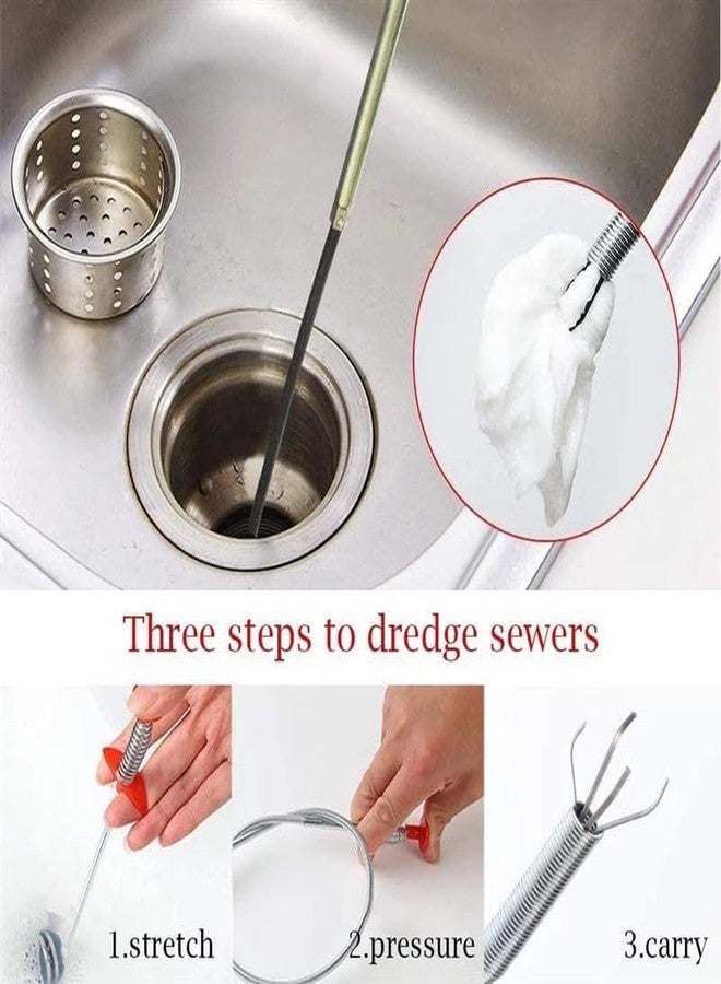 ZAKOFOL Drain Cleaner Stainless Steel Wire for Kitchen Sink, Bathroom & Floor Drains | Unblocked Kitchen Bath Basin Hairs Remover | Flexible Stainless Steel Pipe Cleaning Tool | - Image 4
