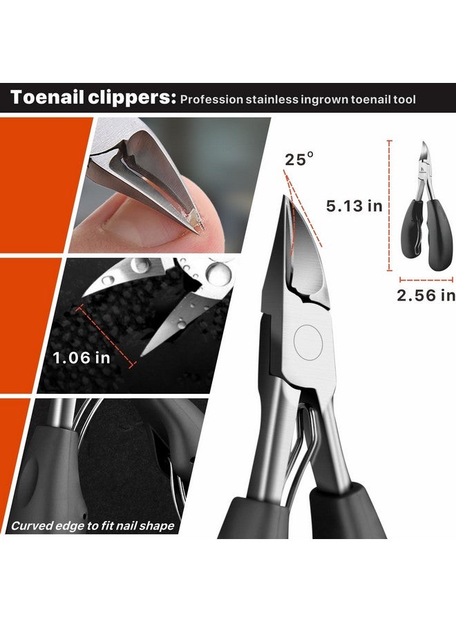 konovo Toenail Clippers For Seniors Thick Toenails Toe Nail Clippers Adult Thick Nails Long Handle Professional Heavy Duty Nail Clippers 6Pcs Black - Image 3