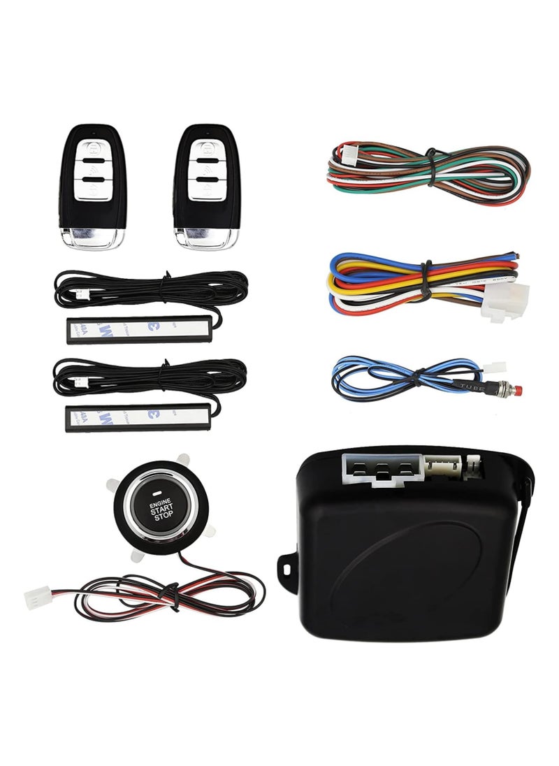 Generic - 12V Keyless Car Anti-Theft Alarm System Push Button Remote Start/Stop with 2 Smart Keys Latest Updated - Image 1